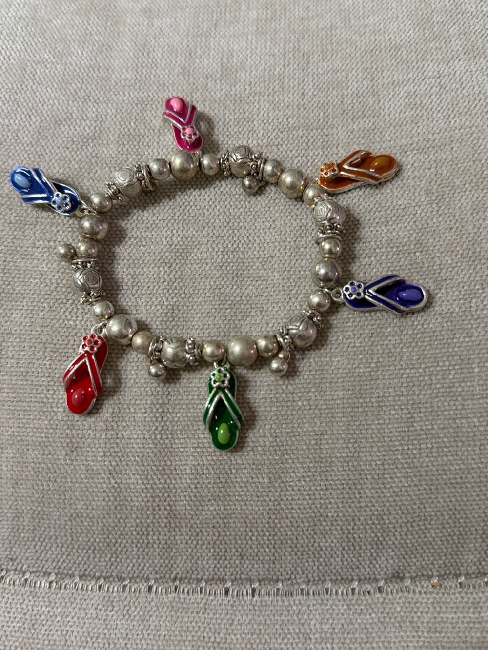 Colorful Enamel Flip-Flop Charm Bracelet - Multicolor